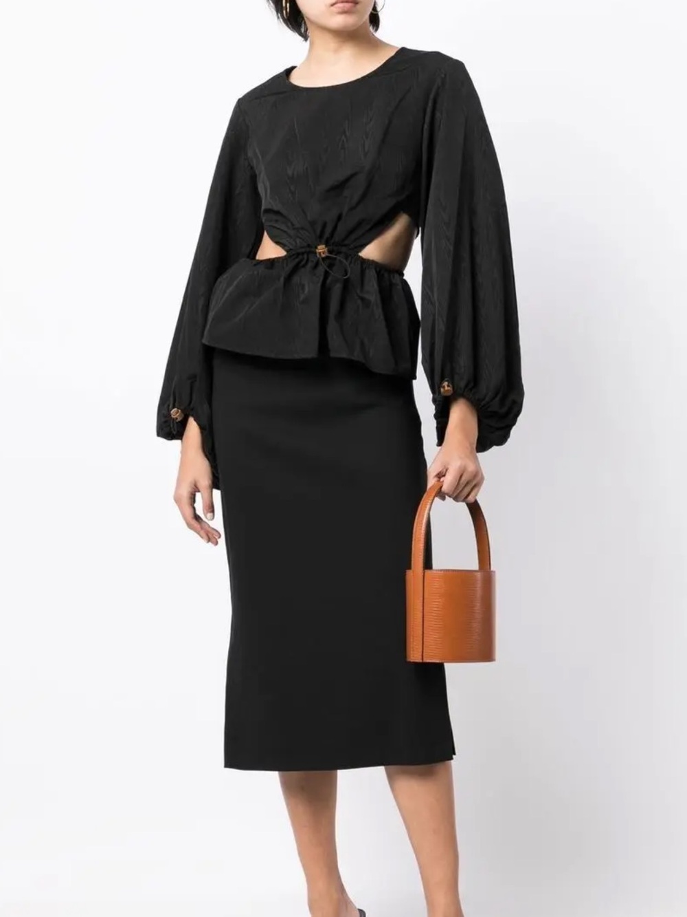 STAUD Ivy Drawcord Balloon Sleeve Top - Picture 3 of 10